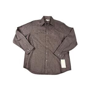 Joseph Abboud Brown Geometric Print Long Sleeve Dress Shirt Large NWT *